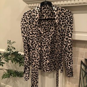 Silk leopard shirt with neck tie (size 6/8)